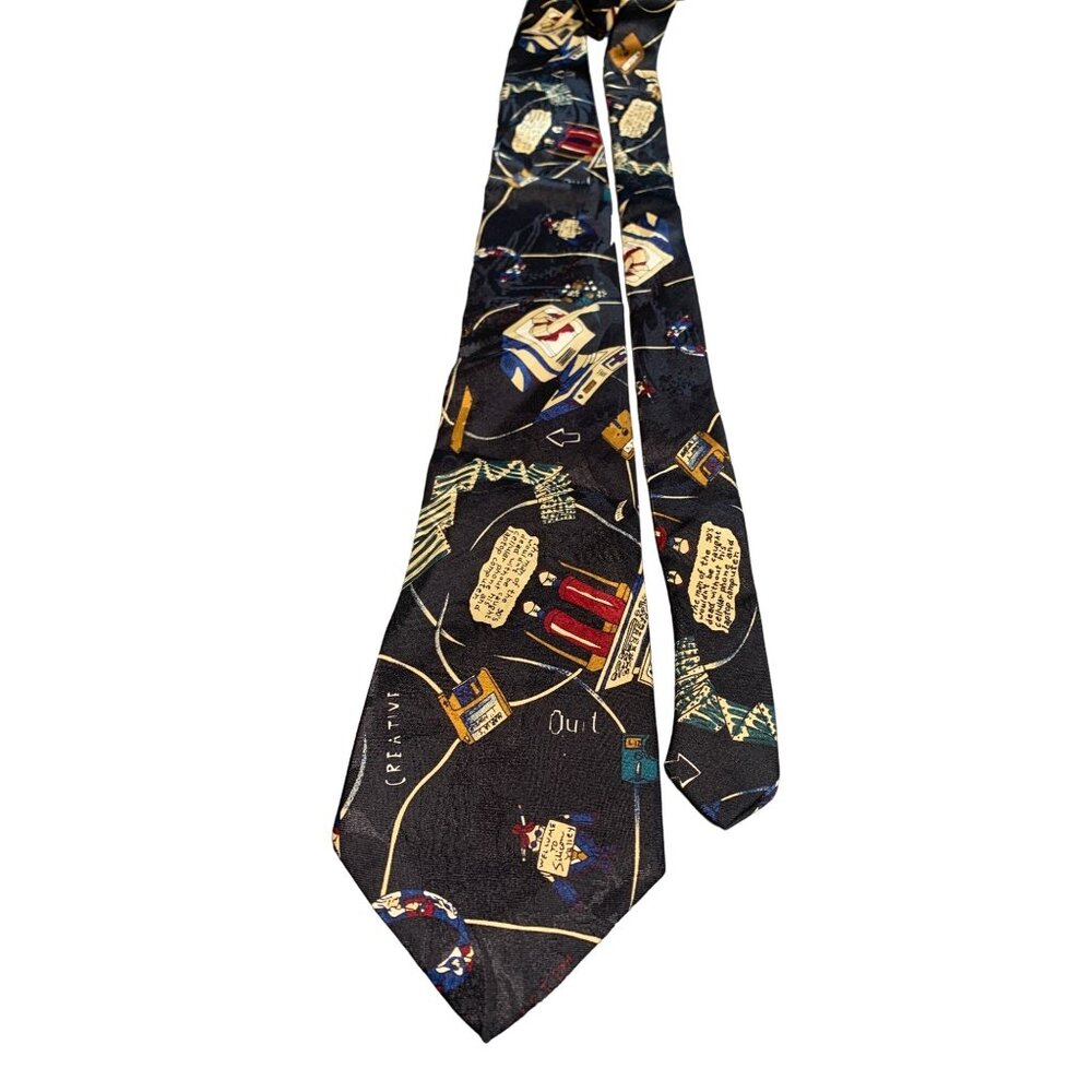 Dimoda Hand Made Novelty Necktie with Computer Pattern Polyester Silk Blend